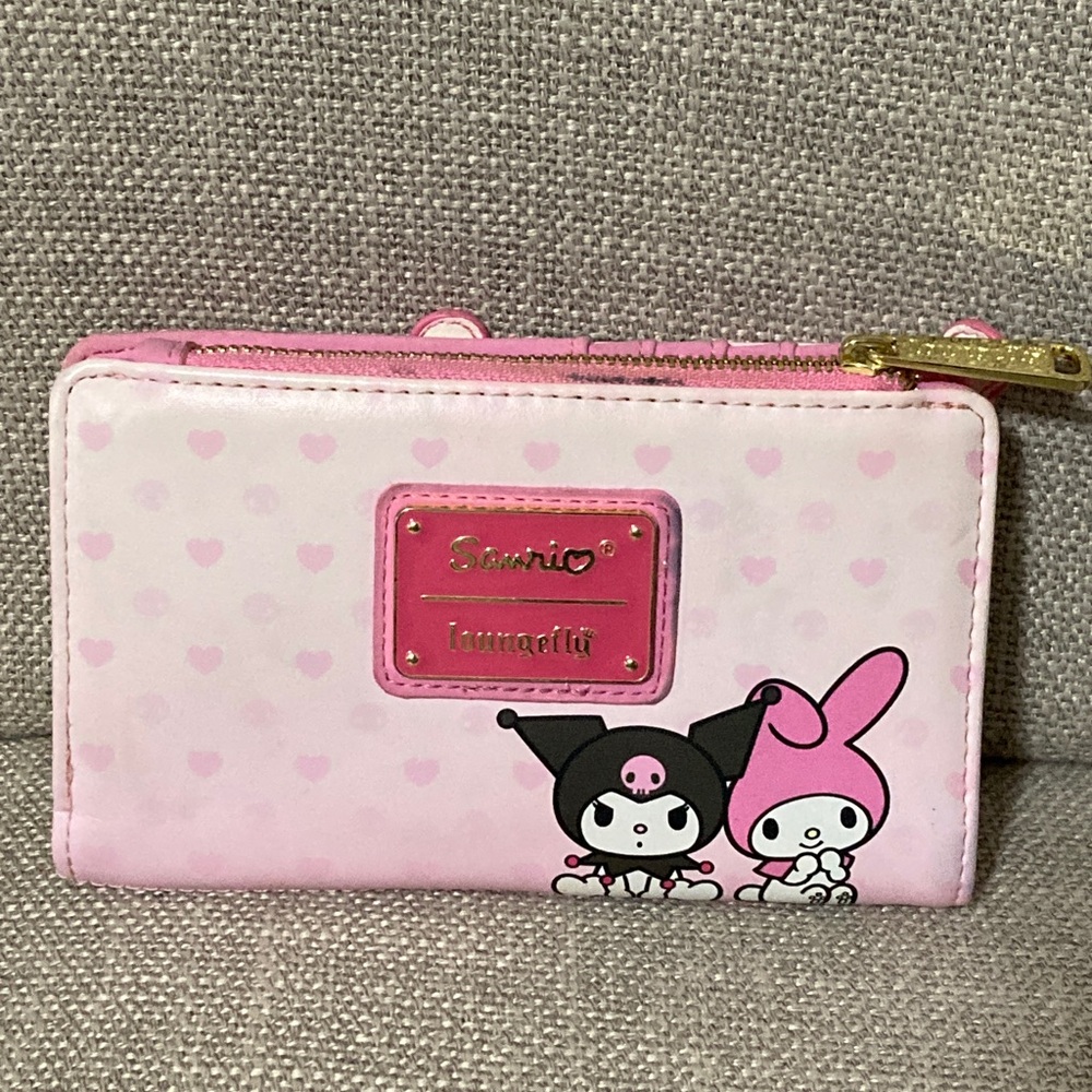Loungefly My Melody & Kuromi Pink Wallet with Characters and Heart Design - Picture 2 of 6
